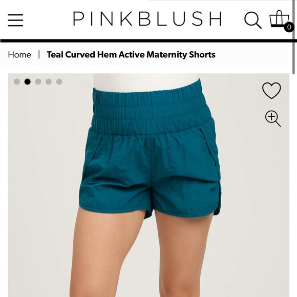 PINKBLUSH Teal Curved Hem Active Shorts - Picture 1 of 4